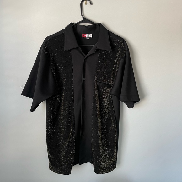 Vintage Tops - Vintage Black & Gold Bowling Top